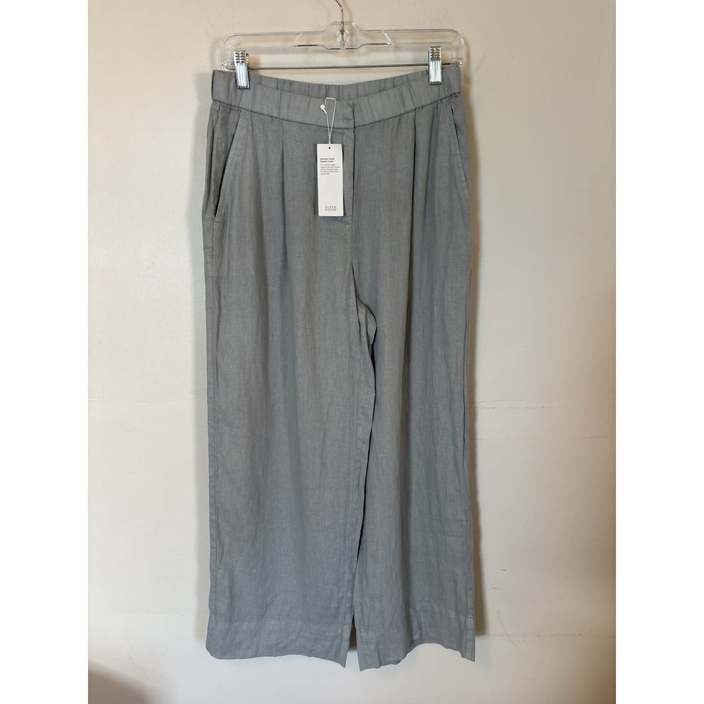 NEW Eileen Fisher Leg Pants Organic Linen Wide PS Blue Quiet Luxury - DESC